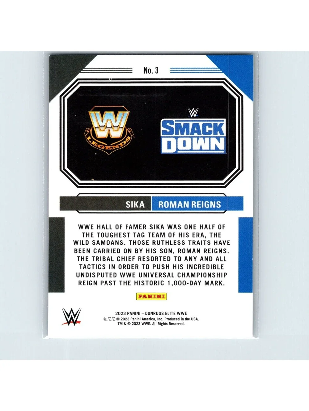 2023 Donruss Elite WWE Sika / Roman Reigns #3 Family Lineage Green The Bloodline
